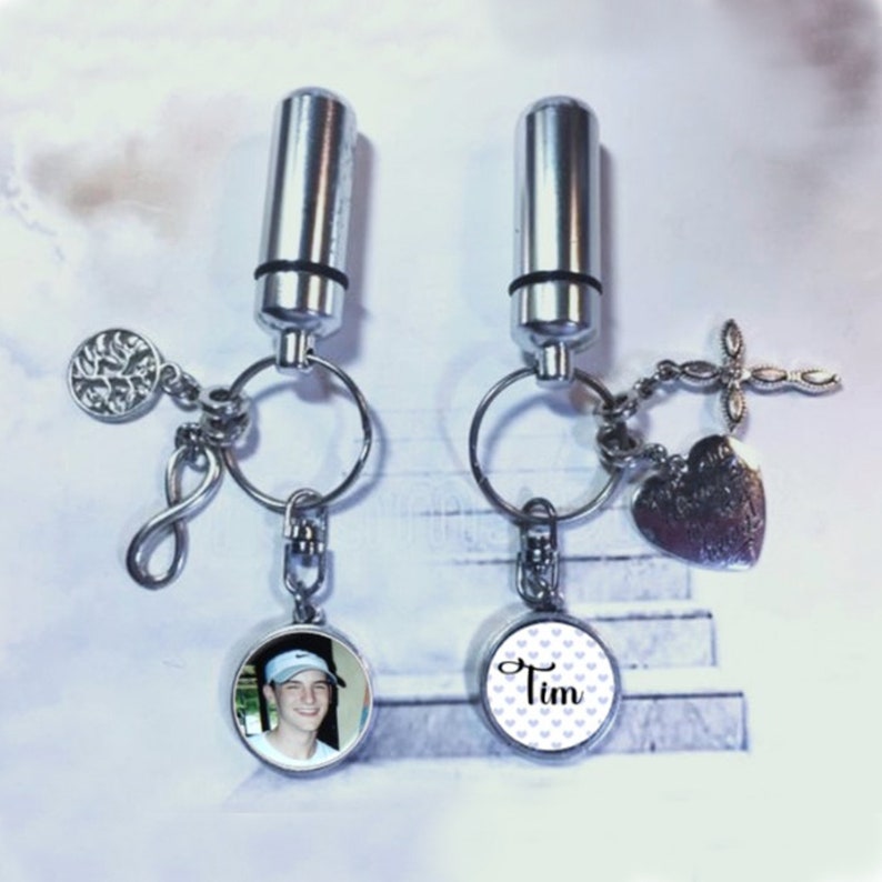 Family Cremation Key Ring with Custom Photo and Cremation Urn Loss of Family Member, Pet, Friend Family Sets image 4