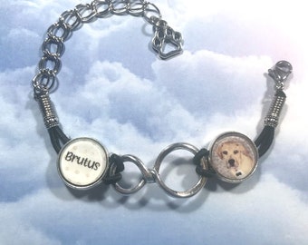 Infinity Photo Bracelet with Photo and Name Charms Pet Photo and Name Bracelet