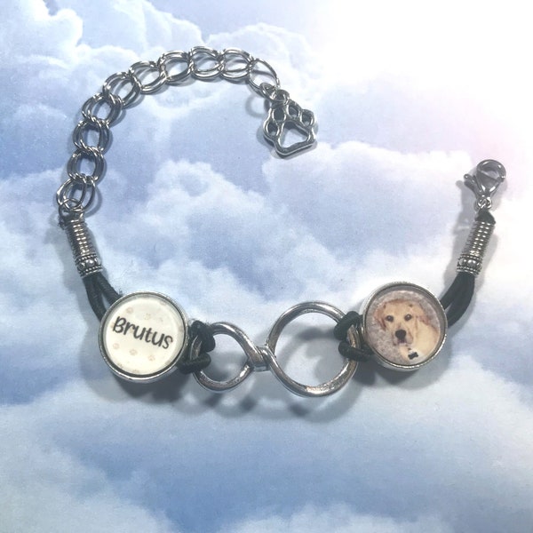 Infinity Photo Bracelet with Photo and Name Charms Pet Photo and Name Bracelet