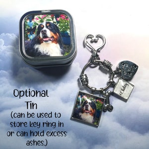 Pet Loss Key Ring with Custom Photo and Heart Cremation Urn Loss of Cat Dog Memory and Remains Vial Ash Container zdjęcie 4
