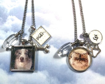 Pet Cremation Necklace  with Urn, Pet Loss Jewelry, Loss of Dog Necklace, Loss of Cat Necklace with Photo Gift Tin for Pet’s Ashes