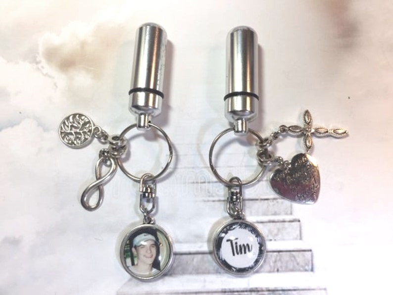 Friend Family Sets Pet Cremation Key Ring with Custom Photo and Cremation Urn Loss of Family Member