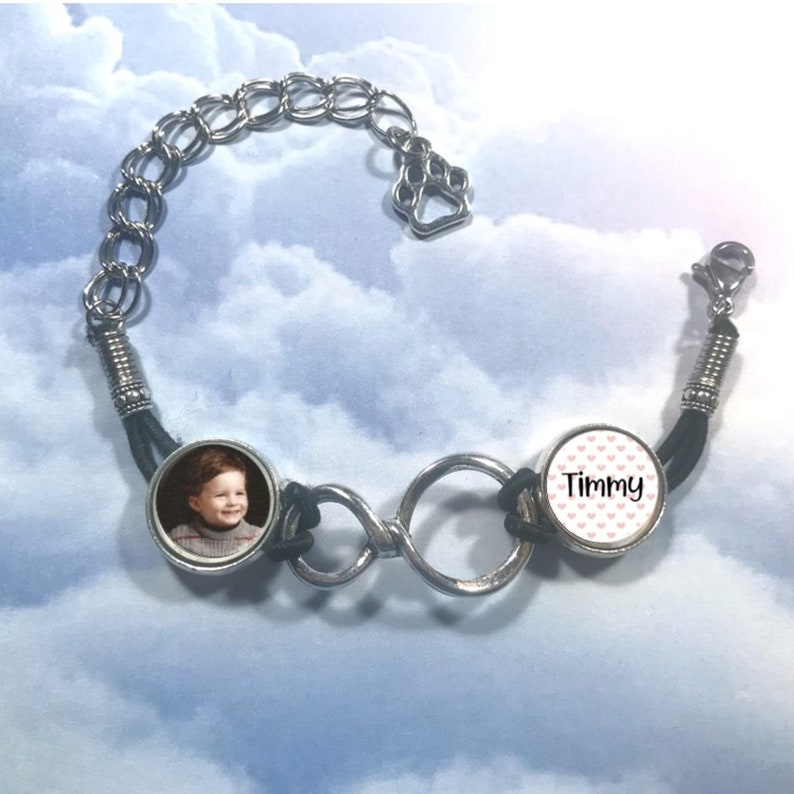 Infinity Photo Bracelet with Photo and Name Charms Pet Photo and Name Bracelet immagine 4