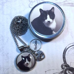 Pet Loss Photo Necklace Personalized Pet Custom Picture Necklace With Matching Gift Tin Jewelry Cat Dog Photo Necklace image 2