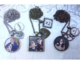 Custom Photo Necklace Pendant, Photo Necklace, Necklace with Matching Gift Tin, Personalized Jewelry for Mothers Best Friends Couples