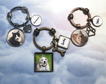 2 Pet Photo Key Rings Personalized Photo Keychains for Pet Moms and Dads