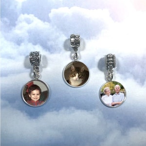 Photo Charm for  European Style Charm Bracelets, Single and Doubles Sided Custom Picture Charm with Optional Bracelet