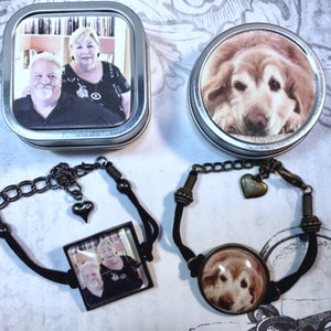 Custom Photo Bracelet, Personalized Bracelet, Photo Jewelry in Matching Gift Tin for Pet Lovers Kids Moms image 2