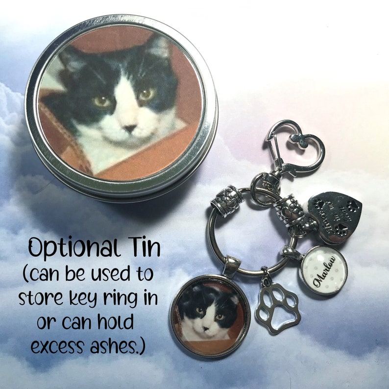 Pet Loss Key Ring with Custom Photo and Heart Cremation Urn Loss of Cat Dog Memory and Remains Vial Ash Container zdjęcie 5