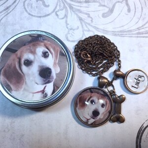 Pet Loss Photo Necklace Personalized Pet Custom Picture Necklace With Matching Gift Tin Jewelry Cat Dog Photo Necklace image 4