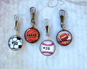 Sports Zipper Pull Back to School Purse Charm Duffel Bag Charm Boot Charm Key Ring Charm Personalized and Custom Accessory