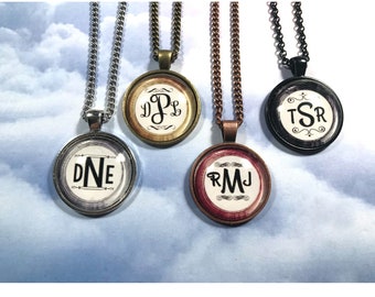 Monogram Necklace Pendant Custom Inital Necklace, Necklace with Matching Gift Tin, Personalized Jewelry for Mothers Best Friends