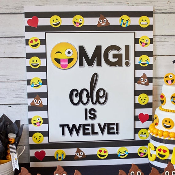 Toile De Fond Fete Anniversaire Emoji A Imprimer Decorations Etsy