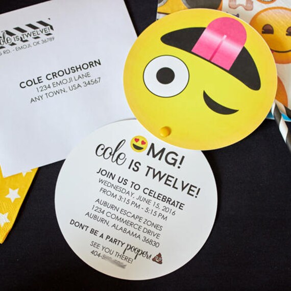 Emoji Birthday Party Invitation Emoji Birthday Party Decorations