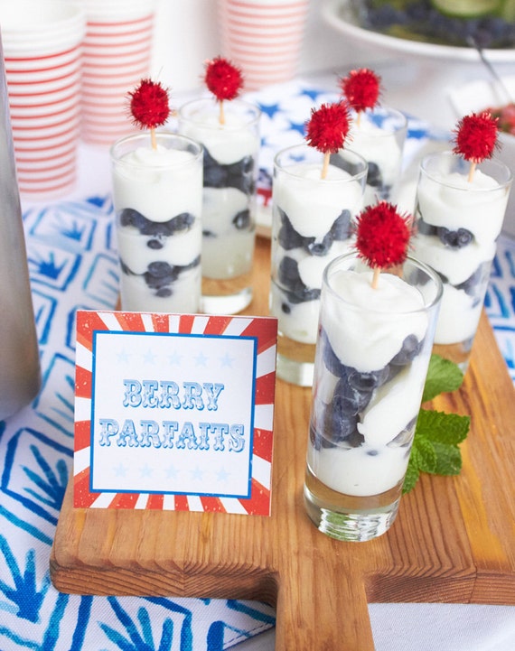 Vintage Patriotic Party Food Labels | Fourth of July | Labor Day | Red White & Blue | LuluCole Il_570xn