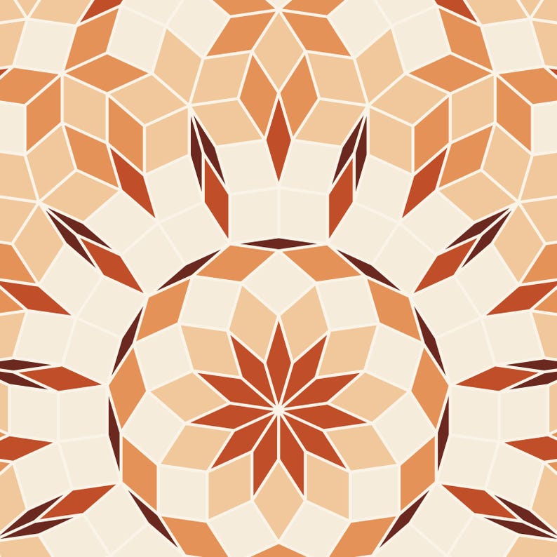 Terracotta Hendecad - Quasicrystal Ruling Fine Art Print, Geometric Wall Art image 2