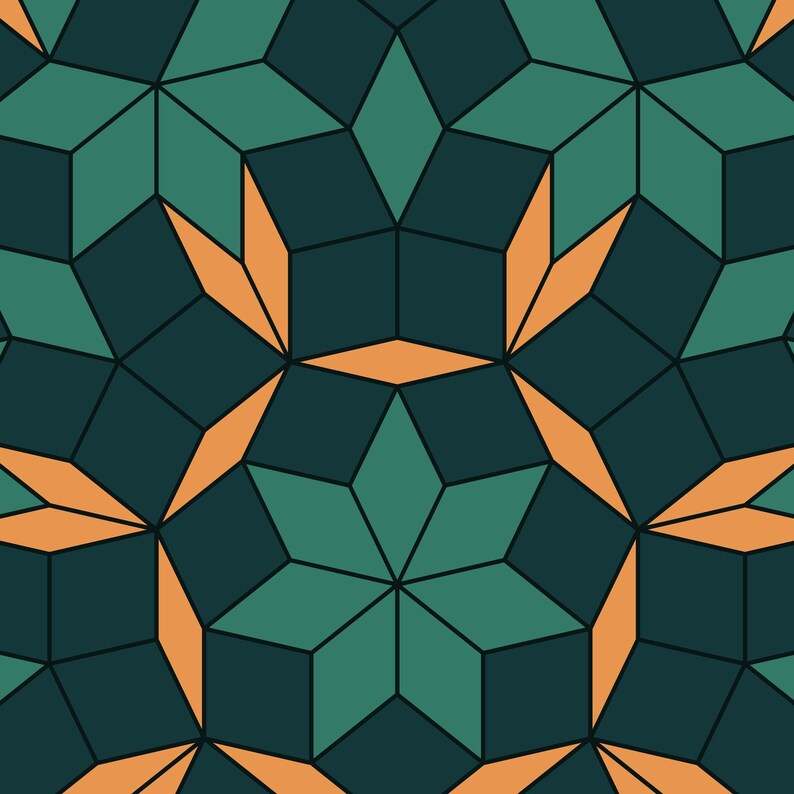 Copper Heptad - Quasicrystal Ruling Fine Art Print, Geometric Wall Art image 2