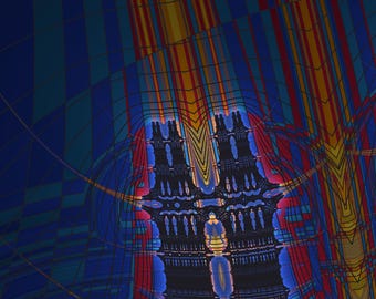 Chaos in Primary - Burning Ship Fractal Fine Art Print, Mathematical Wall Art