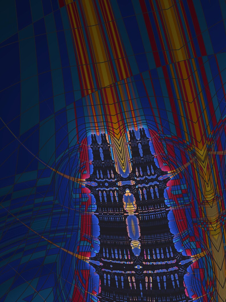 Chaos in Primary - Burning Ship Fractal Fine Art Print, Mathematical Wall Art image 1