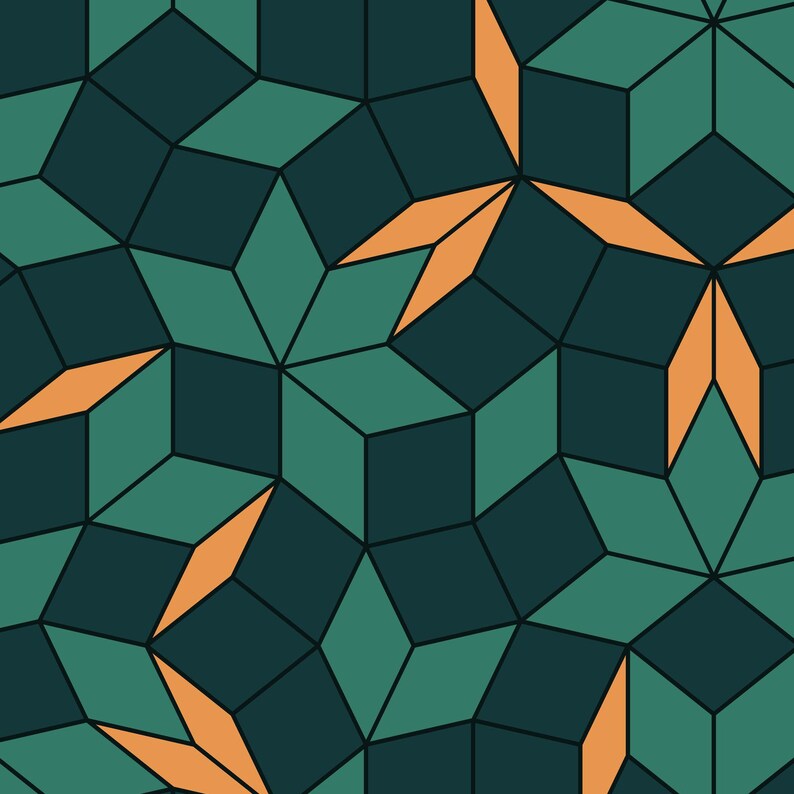 Copper Heptad - Quasicrystal Ruling Fine Art Print, Geometric Wall Art image 3