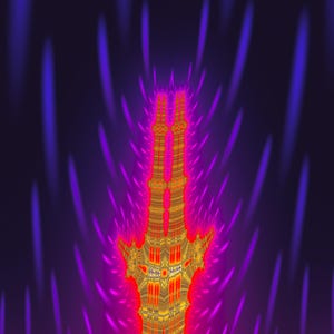 Lucid Clocktower - Lámina artística fractal de barco en llamas, arte mural matemático imagen 1