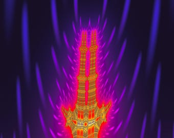 Lucid Clocktower - Burning Ship Fractal Fine Art Print, Mathematical Wall Art