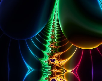 Iridescence - Folded Exponential Fractal Fine Art Print, Mathematical Wall Art