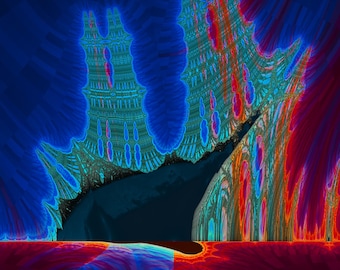 Fire and Ice at the Waterline - Burning Ship Fractal Fine Art Print, Mathematical Wall Art
