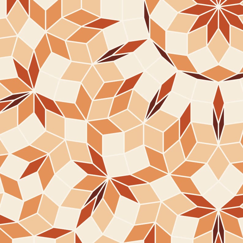 Terracotta Hendecad - Quasicrystal Ruling Fine Art Print, Geometric Wall Art image 3