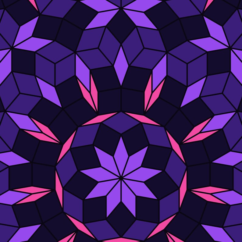 Ultraviolet Ennead - Quasicrystal Ruling Fine Art Print, Geometric Wall Art image 2