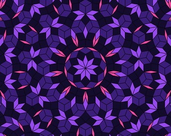Ultraviolet Ennead - Quasicrystal Ruling Fine Art Print, Geometric Wall Art