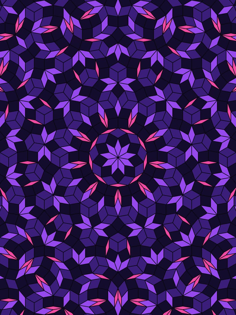 Ultraviolet Ennead - Quasicrystal Ruling Fine Art Print, Geometric Wall Art image 1