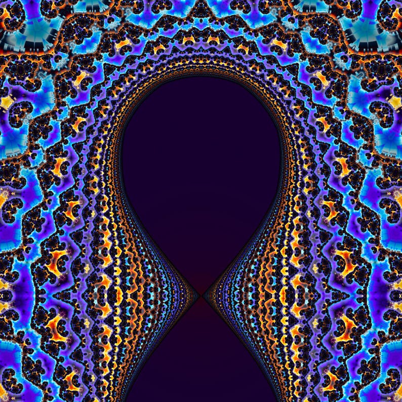 Fold and Conjugate - Burning Ship Tricorn Julia Fractal Fine Art Print, Mathematical Wall Art image 2