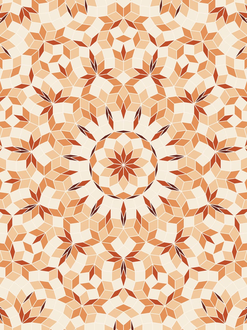 Terracotta Hendecad - Quasicrystal Ruling Fine Art Print, Geometric Wall Art image 1