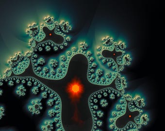Espora verde - Barco ardiente Julia Fractal Impresión artística, arte mural matemático