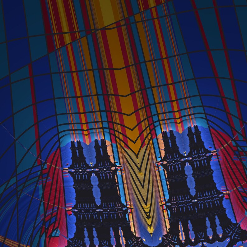 Chaos in Primary - Burning Ship Fractal Fine Art Print, Mathematical Wall Art image 2