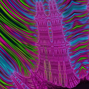 Pandemonium - Burning Ship Fractal Fine Art Print, Neon Mathematical Wall Art image 1