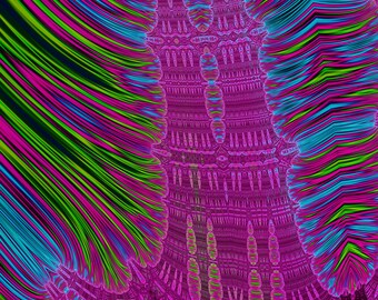 Pandemonium - Burning Ship Fractal Fine Art Print, Neon Mathematical Wall Art