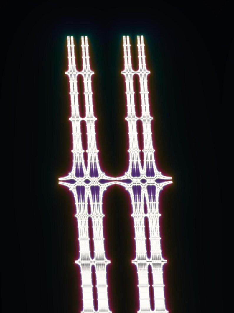 Ivory Spires - Burning Ship Fractal Fine Art Print, Mathematical Wall Art image 1