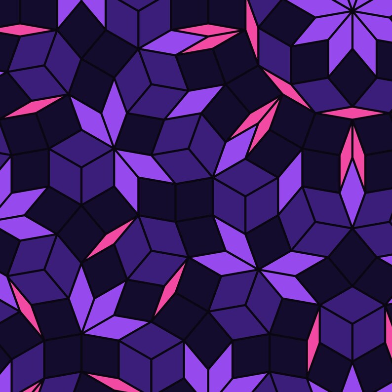Ultraviolet Ennead - Quasicrystal Ruling Fine Art Print, Geometric Wall Art image 3
