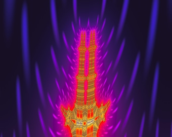 Lucid Clocktower - Burning Ship Fractal Canvas Print, Ready to Hang Wall Art