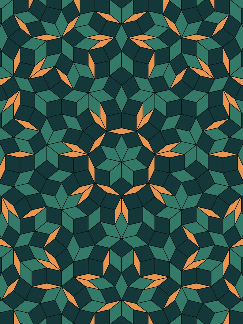 Copper Heptad - Quasicrystal Ruling Fine Art Print, Geometric Wall Art image 1