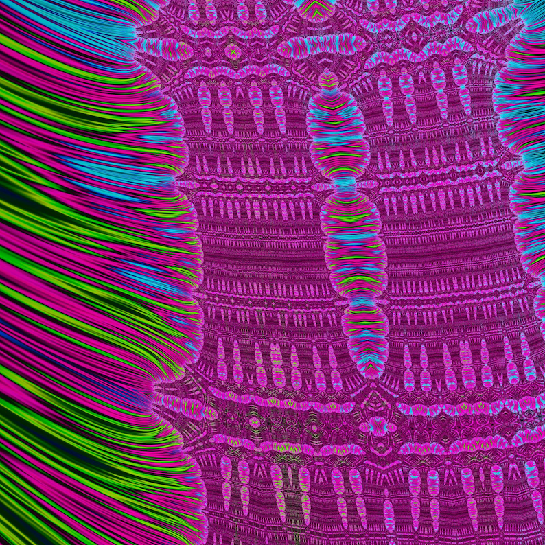 Pandemonium - Burning Ship Fractal Fine Art Print, Neon Mathematical Wall Art image 2