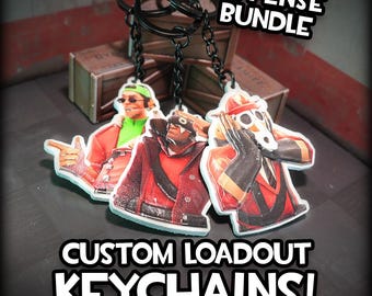 Custom Offense Team Loadouts Keychains (Scout, Soldier, Pyro) - Team Fortress 2