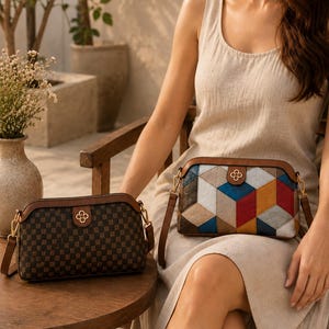Mała geometryczna torebka typu crossbody, kolorowa torebka na ramię, etniczna torba na co dzień w stylu patchworkowym