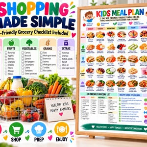 Kids Meal Plan Poster, 7 Day Kid Friendly Weekly Family Ideas, Healthy ...