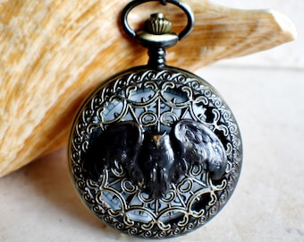 Zegarek kieszonkowy Steampunk Owl: Antyczny brązowy latający sowa