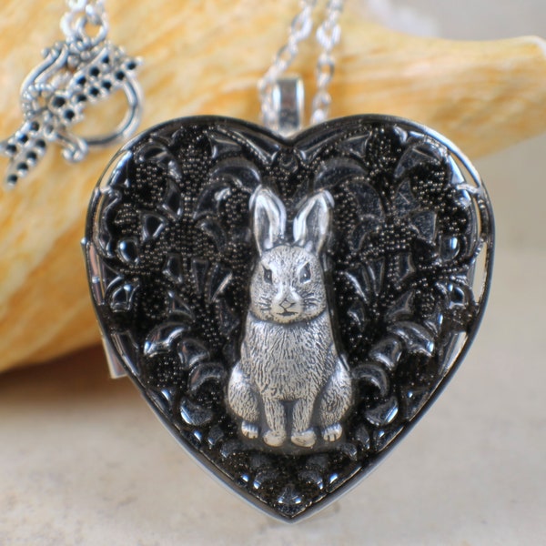 Rabbit Music Box Locket, Bunny Music Box Pendant, Rabbit Locket, Bunny Jewelry, Musical Pendant, Music Box Jewelry