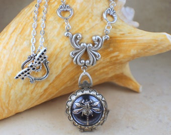 Four Photo Locket Necklace, Dragonfly Photo Locket Silver, Multi Picture Locket, Photo Locket, Multi Frame Locket