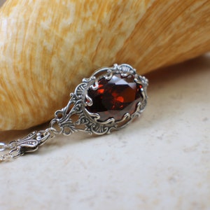 Gothic Crystal Red Necklace, Crystal Filigree Necklace, Wedding Pendant, Red Crystal Necklace, Goth Wedding Jewelry, Red Crystal Pendant, image 3